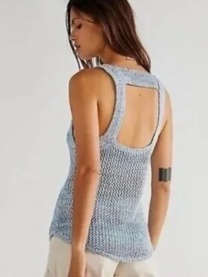 FREE PEOPLE We The Free Under The Starlight Sleeveless Crochet Sweater Tank Top thumbnail 2