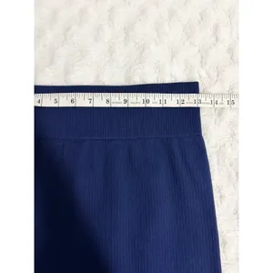 Balance Athletica Navy Vitality Ribbed Fitted Athleisure Travel Midi Skirt M thumbnail 5