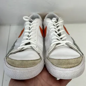 Nike Size 10 Blazer‎ Sneakers 77 Low White Orange Leather Retro 2021 DC4769-105 thumbnail 9