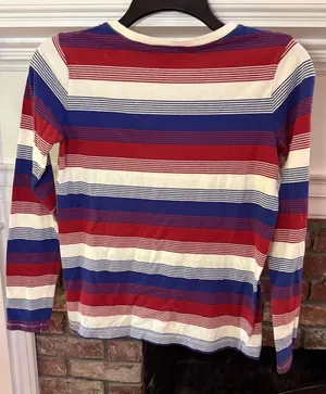 Madewell Northside Long Sleeve Crewneck T-Shirt in Red White and Blue Stripe thumbnail 3