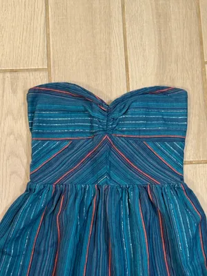 Roxy Teal and Navy Strapless Stripe Mini Dress thumbnail 3