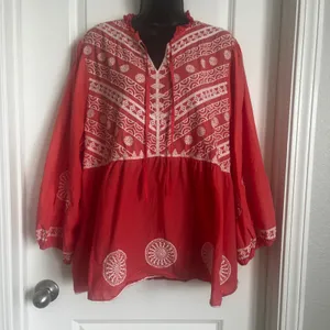 Women's‎ Cato Red Embroidered Blouse 22/24W thumbnail 3