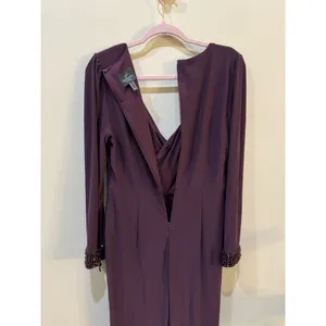 Adrianna Papell Women's Eggplant Jersey Wrap Midi Dress Long-Sleeve Size 10 thumbnail 9