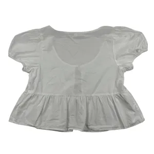 BP Womens White Cotton Tie Front Puff Sleeve‎ Peplum Top Size M BP507032MI thumbnail 9