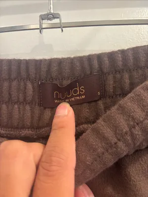 NUUDS Size S Chocolate Brown 100% Cotton Straight Leg Sweatpants thumbnail 2