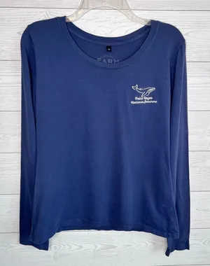 Point Reyes Farm Fresh Long Sleeve Shirt Blue Large Whale Graphic Coastal Size S thumbnail 1