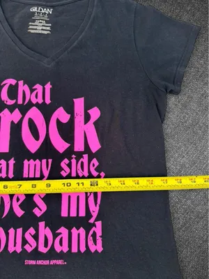 Gildan Black V-Neck Tee with Bright Pink Statement Print thumbnail 7