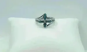 Blue Rhinestone Cross Ring Size 8 thumbnail 2