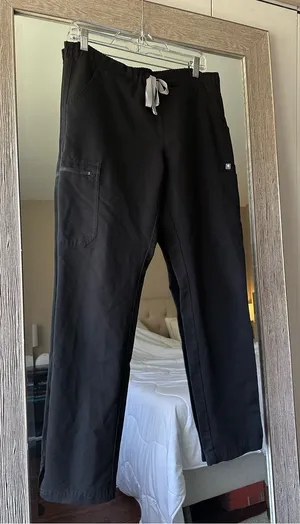 FIGS Technical Collection Black Scrub Pants Drawstring Waist Twill Size Small thumbnail 1
