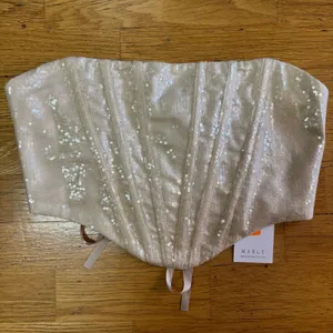 NEW Mable Sequined Bridal Bachelorette Wedding Fairy Lace Up Club Corset L thumbnail 3