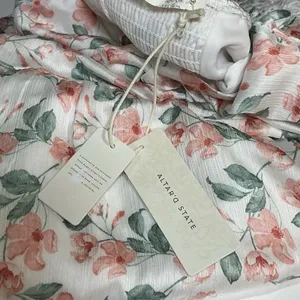 Altar'd State Alyseia Floral Maxi Dress Large Pink Green Lace Trim NWT thumbnail 9