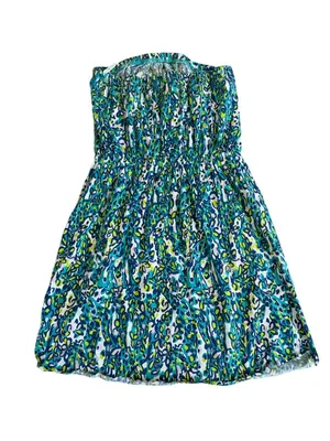 LILLY PULITZER Green Blue Floral Strapless Dress Size Medium thumbnail 3