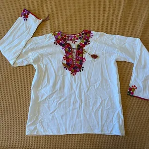 Embroidered linen tunic White Size M thumbnail 1