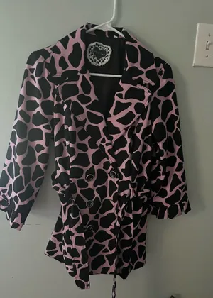 HeartSoul Black Trench Coat with Pink Spot Pattern thumbnail 1