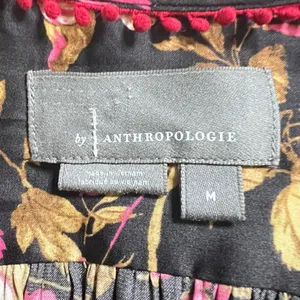 By Anthropologie Deep-V Floral Tunic Top Medium Women’s Black Motif OB1596837 thumbnail 4