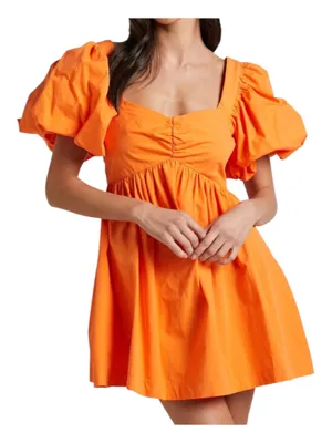 Showpo Orange Puff Sleeve Mini Dress Babydoll Tennessee Game Day 6 thumbnail 1