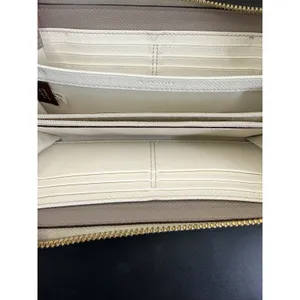 EUC COACH Bicolor Accordion Zip Around Long Wallet Genuine Leather Taupe/Ivory thumbnail 6