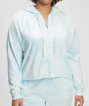 GAP Tie Dye Sky Crop French Terry Zip Hoodie size Large thumbnail 1