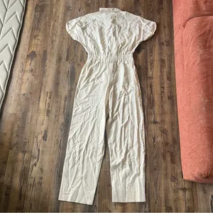 Universal Threads Womens Short Sleeve Ivory Linen Blend Jumpsuit Size 4 NWT thumbnail 7