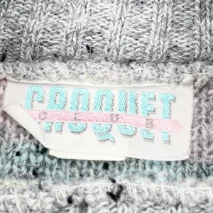 Vintage 80s 90s Croquet Club Women's Soft Pastel Grey Acrylic Knit Sweater Ski thumbnail 5