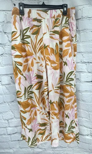 C&C California Linen Pants Women's XL Cropped Wide Legged Tropical Coastal thumbnail 1