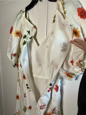 & Other Stories 100% Linen Floral Puff Sleeve Midi Dress thumbnail 15