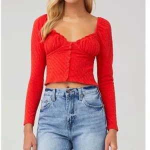 Free People Ladybug Long Sleeve Cropped Top Medium thumbnail 2
