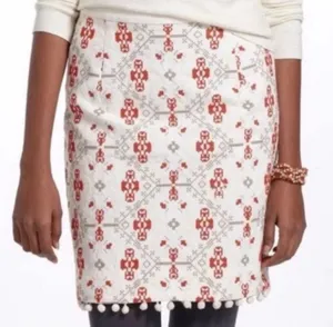Maeve Anthropologie Blomma Pom Pom Cross Stitch Embroidered Skirt Size 8 thumbnail 10