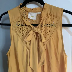Maeve by Anthropologie sleeveless flower yolk tie neck mustard color size 12 thumbnail 1