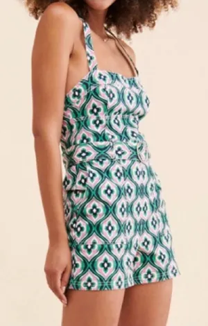 Maeve Anthropologie Escape Seamed Romper Geometric Print Belted Size 8 thumbnail 1