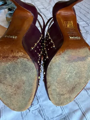 Schutz Slingback Peep-Toe Studded Heels 6B Leather Rocker Going Out Party thumbnail 14