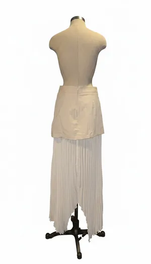 Commence Patchwork Asymmetrical Pleated Buttoned Midi Skirt thumbnail 3