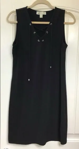 Michael Kors Black Front Lace Up Dress Size Small thumbnail 2