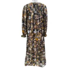 Anthropologie NWT Blair Maxi Dress Long Sleeve Smocked Gold‎ Metallic Detail S thumbnail 5