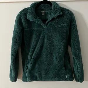 Woman's Eddie Bauer Plush Fleece 1/4 Snap Teal Pullover Size XS thumbnail 1