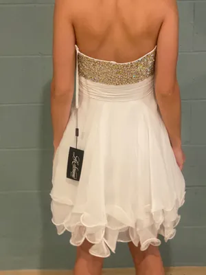 A-Line ruffle short Junior Prom Dress by La Femme thumbnail 3