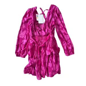 Band of the Free Kiss Me Fuchsia Peplum Romantic Boho Garden Mini Dress M thumbnail 3