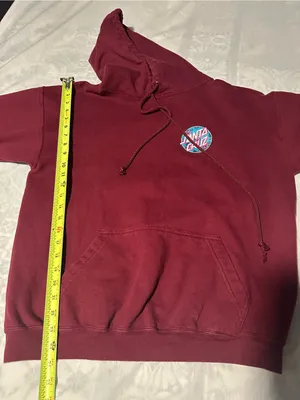 Santa Cruz Skateboards Burgundy Crewneck Hoodie with Logo Patch thumbnail 9