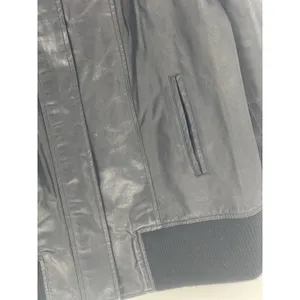 Roaman's Black Leather Bomber Jacket Full Zip Pocket Lined Size‎ 14W thumbnail 5