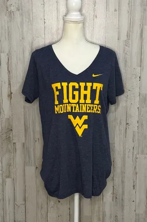 Nike West Virginia Mountaineers‎ Women's V-Neck T-Shirt Blue XL thumbnail 1