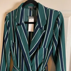 Rules of Etiquette Green & Navy Striped Blazer Romper Size Small NWT thumbnail 3