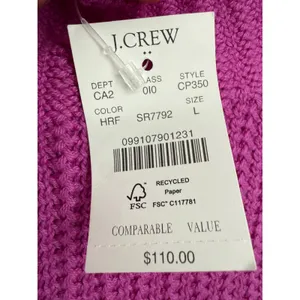 NWT J.Crew Womens Mock Neck Cotton Blend Sweater Fuschia Pink CP350 Size Large thumbnail 4
