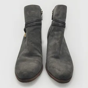 Isola‎ Women Gray Suede Horseshoe Buckle Ankle Boots Block Heel Side Zip Size 6M thumbnail 5