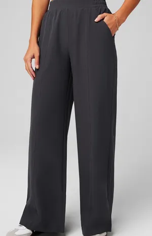 Fabletics Downtown Wide-Leg Pull-On Pants in Dark Charcoal thumbnail 1