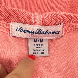 Tommy Bahama Sunray Cove Hybrid Pullover‎ Sweatshirt Coral Cotton V Neck Medium thumbnail 6