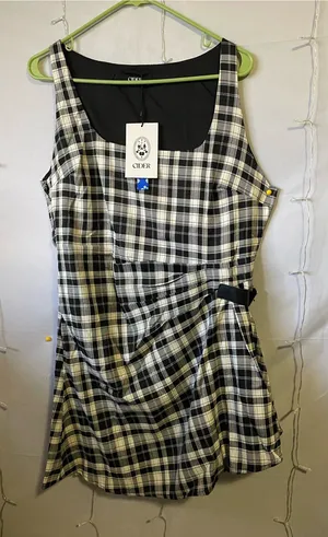 Cider Black & White Plaid Mini Dress thumbnail 1