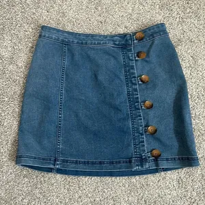 Free People Button Front Denim Skirt thumbnail 1