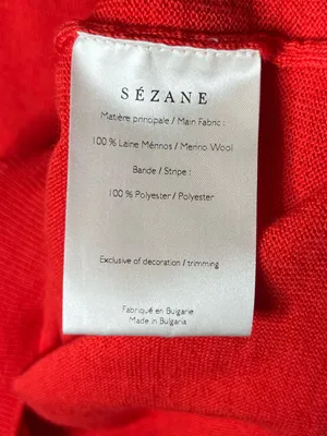 Sézane 100% Merino Wool Knit Jacob Jumper Mock Neck Sweater in Red thumbnail 7
