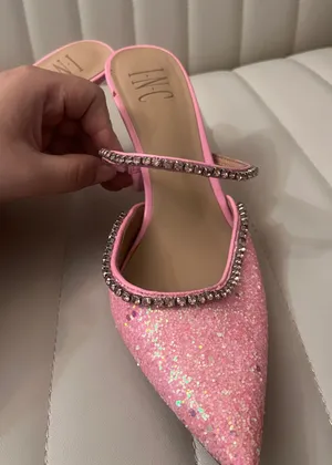 International Concepts Sparkly Pink Pointy Heels Rhinestones Barbie birthday heels Valentine’s Day shabby chic thumbnail 7