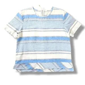 Lou & Grey Linen Cotton Striped Crop Top Blue White Grey Size M thumbnail 9